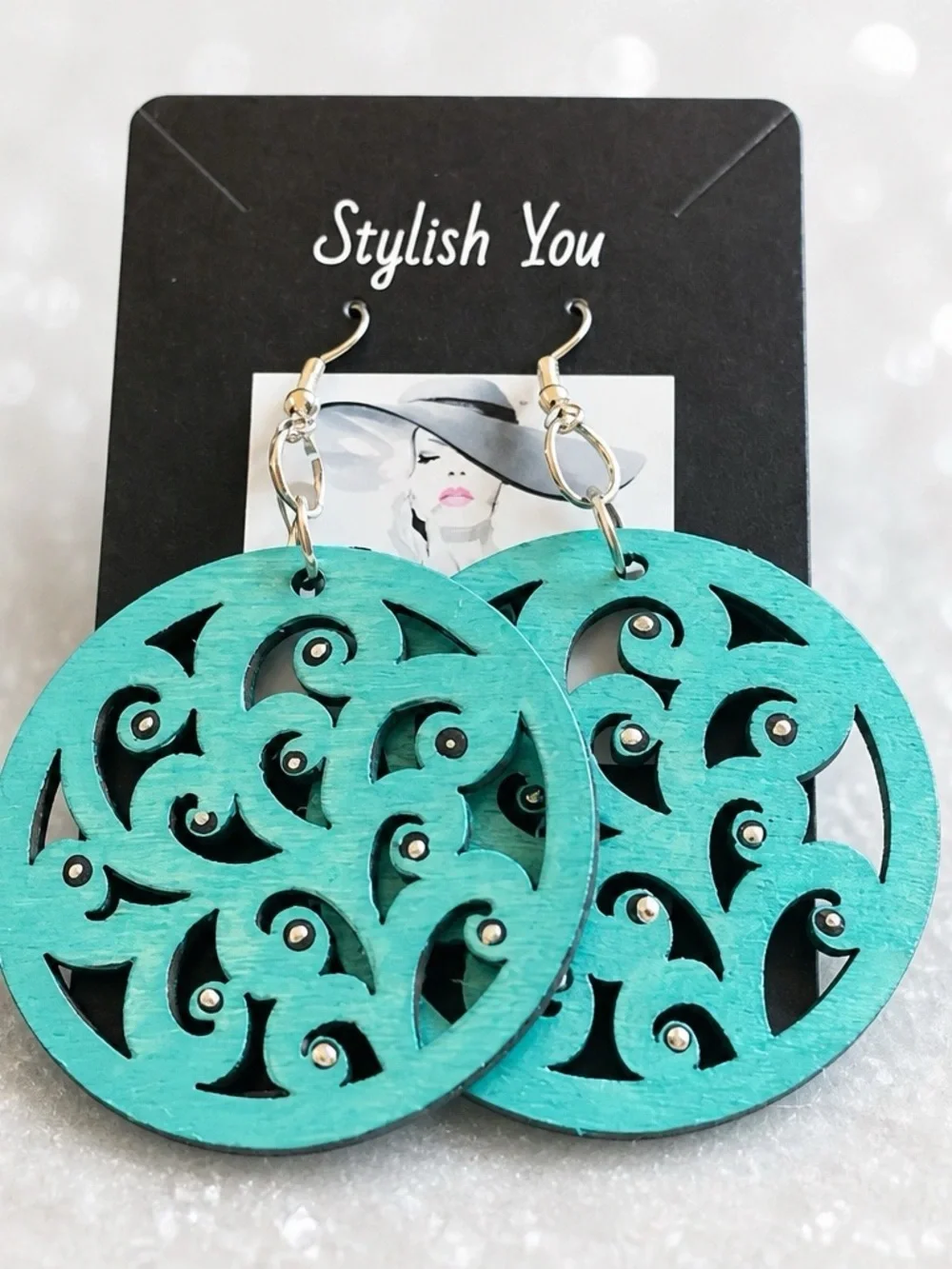 Chic Style Turquoise Filigree Round Drop Earrings - Women Jewelry